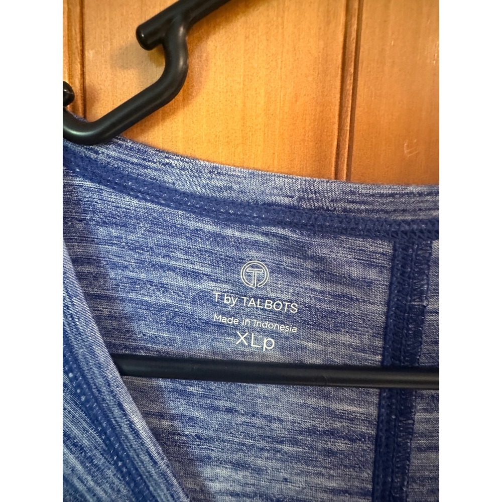 T by Talbots XLp Blue Space Dye Tie Athleisure Loungewear Petite Cuff Top - Picture 2 of 5